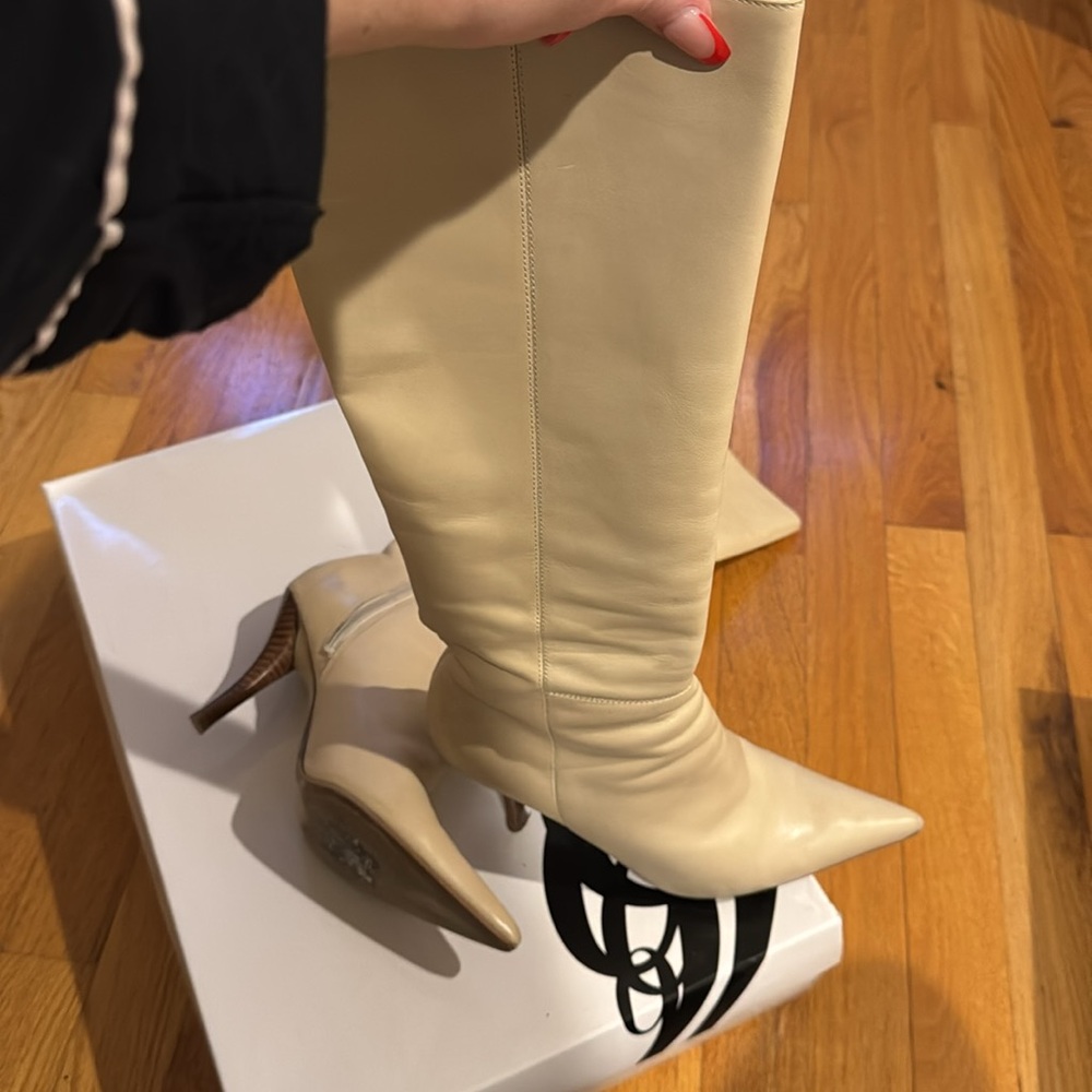 NINE WEST• leather heel pointed boots - Picture 6 of 15